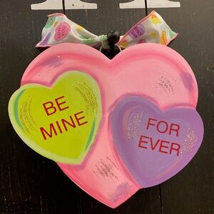 Pink Heart Mini Charm Wall Decor with Be Mine and Forever Text